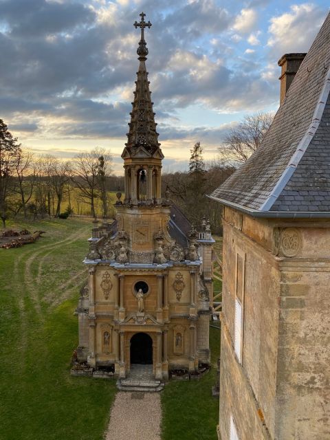 Château de Preisch - Moselle Trois Frontières - Chapelle façade avant vue du ciel